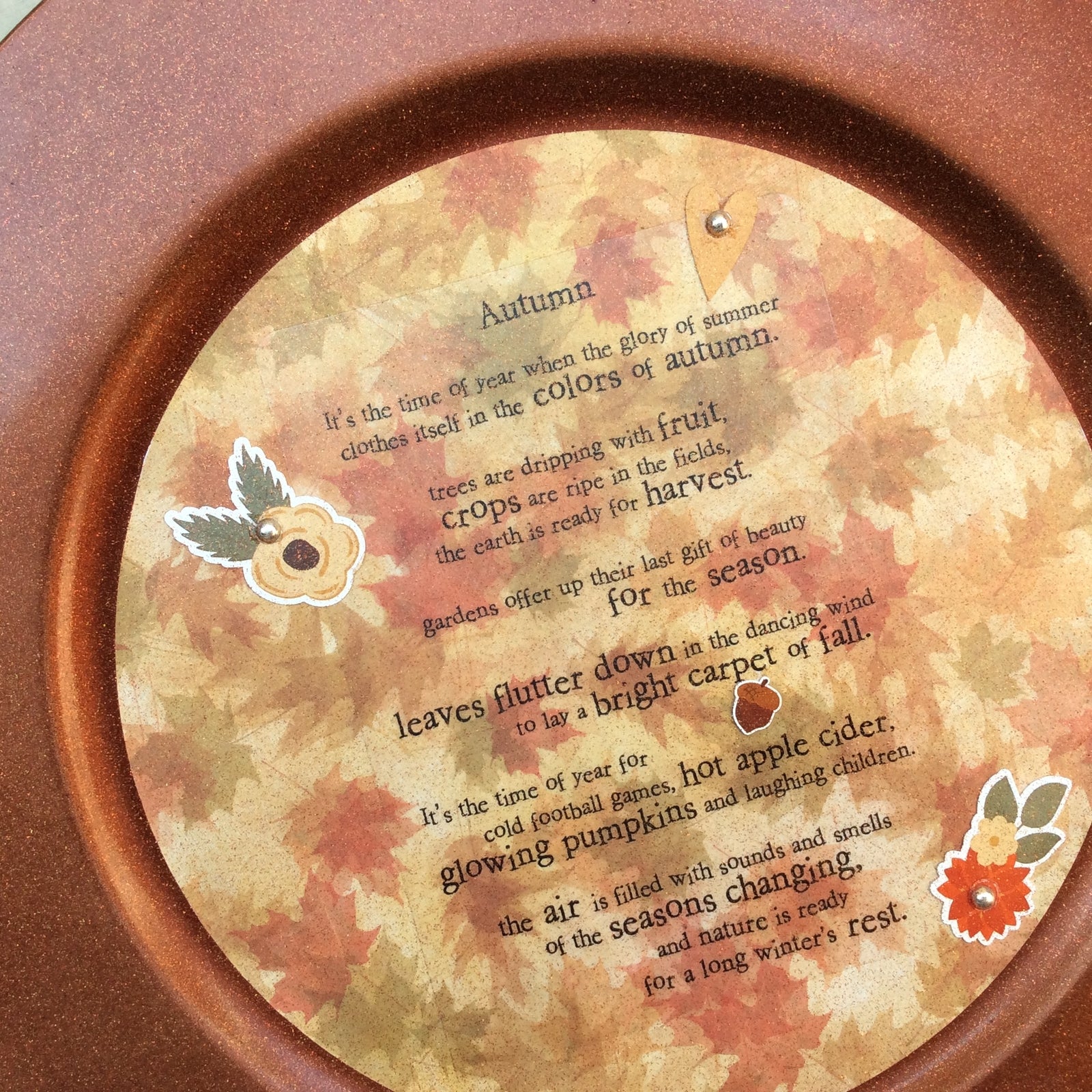 AGD Fall Decor - Autumn Poem Decorative Plate Display