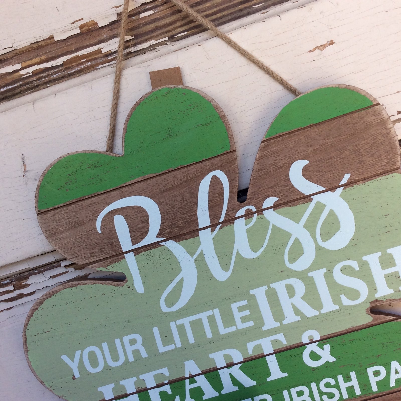 St. Patricks Day Decor - LG Bless Irish Heart Shamrock Sign