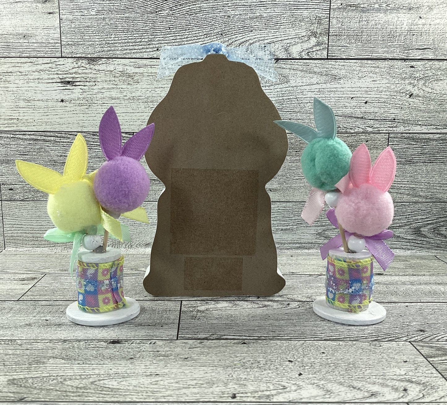 AGD Easter Decor - MDF Gumball Machine and Pom Pom Bunny Tier Tray 3pc