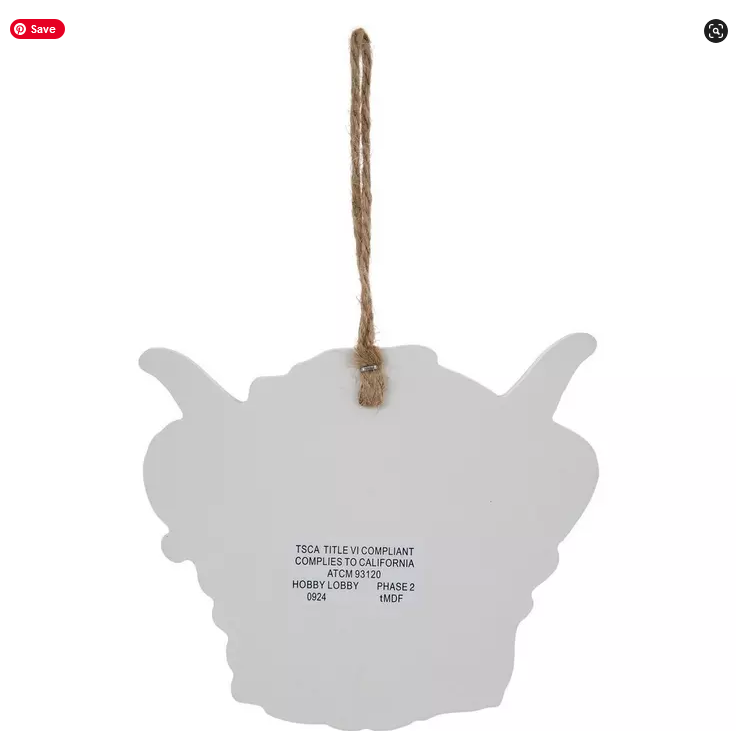 HL Valentines Decor - Highland Cow Head Ornaments 2pc Set