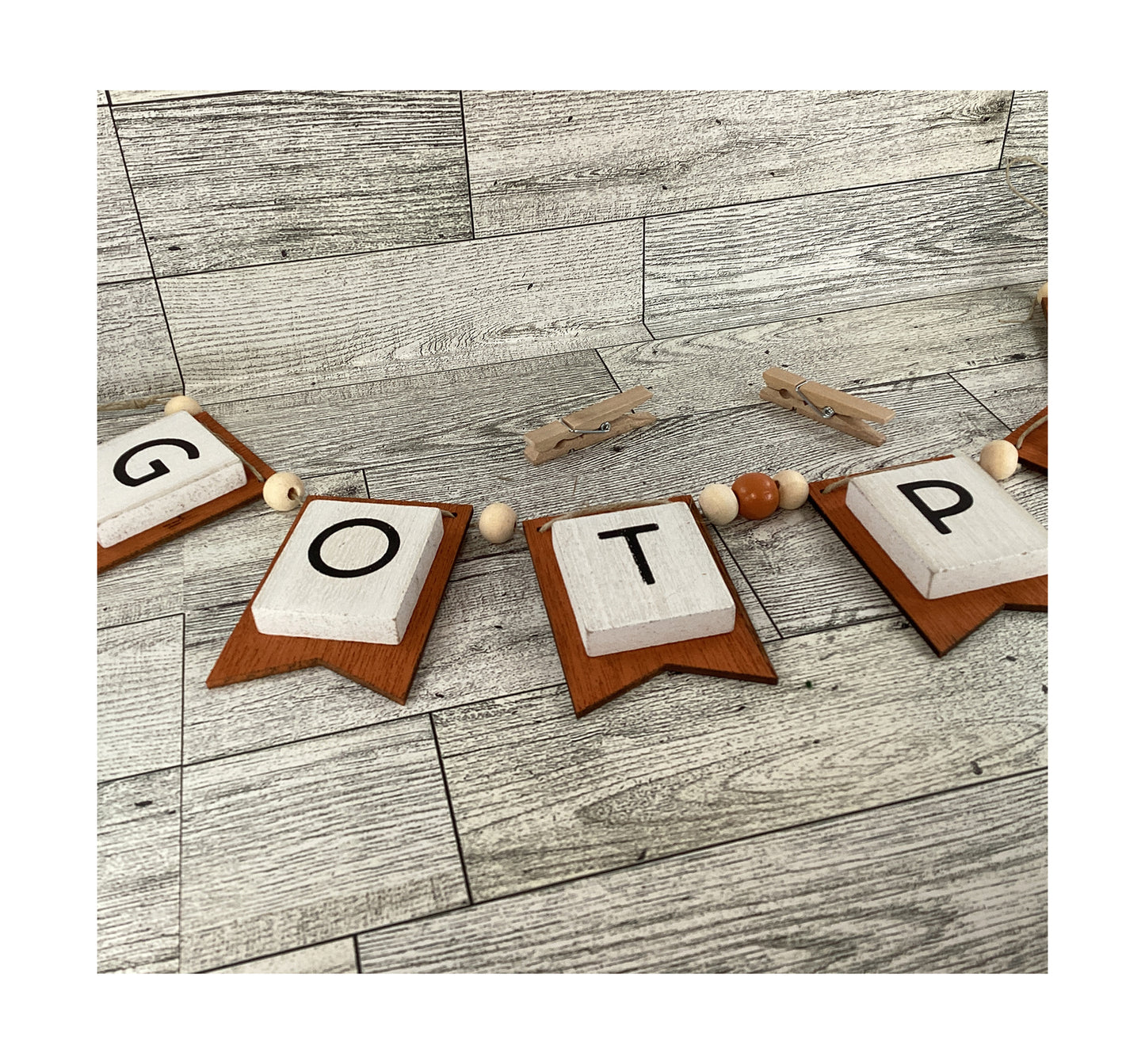 AGD Pumpkin Got Pie Tile Banner Tier Tray Garland 18-inch