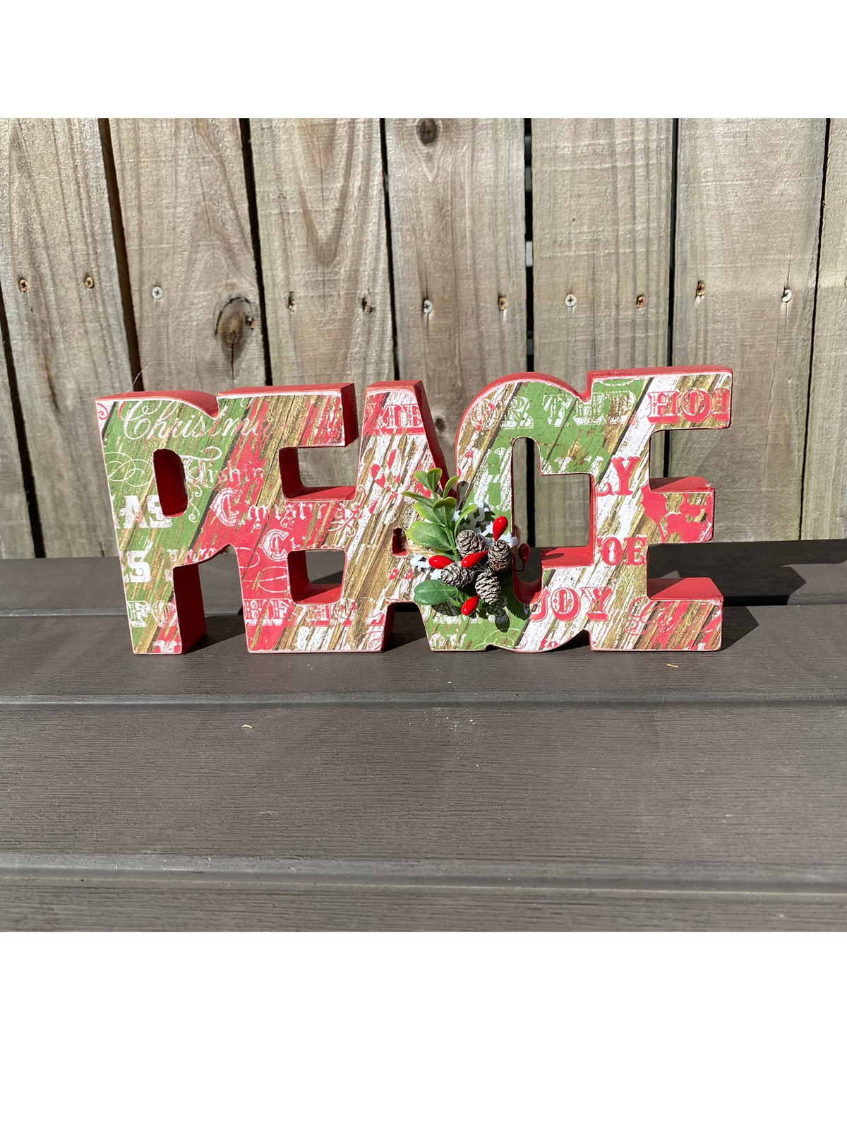 AGD Christmas Decor - Chunky Peace Joy Word Tabletop Signs 2pc Set