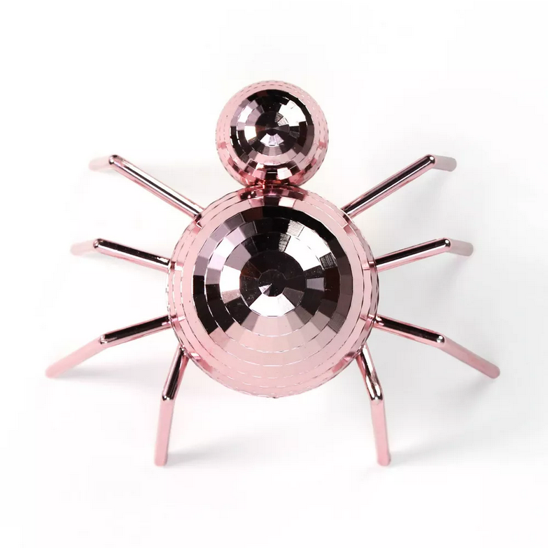 TC Halloween Decor - Glam Pink Disco Ball Plastic Spider 3pc Set