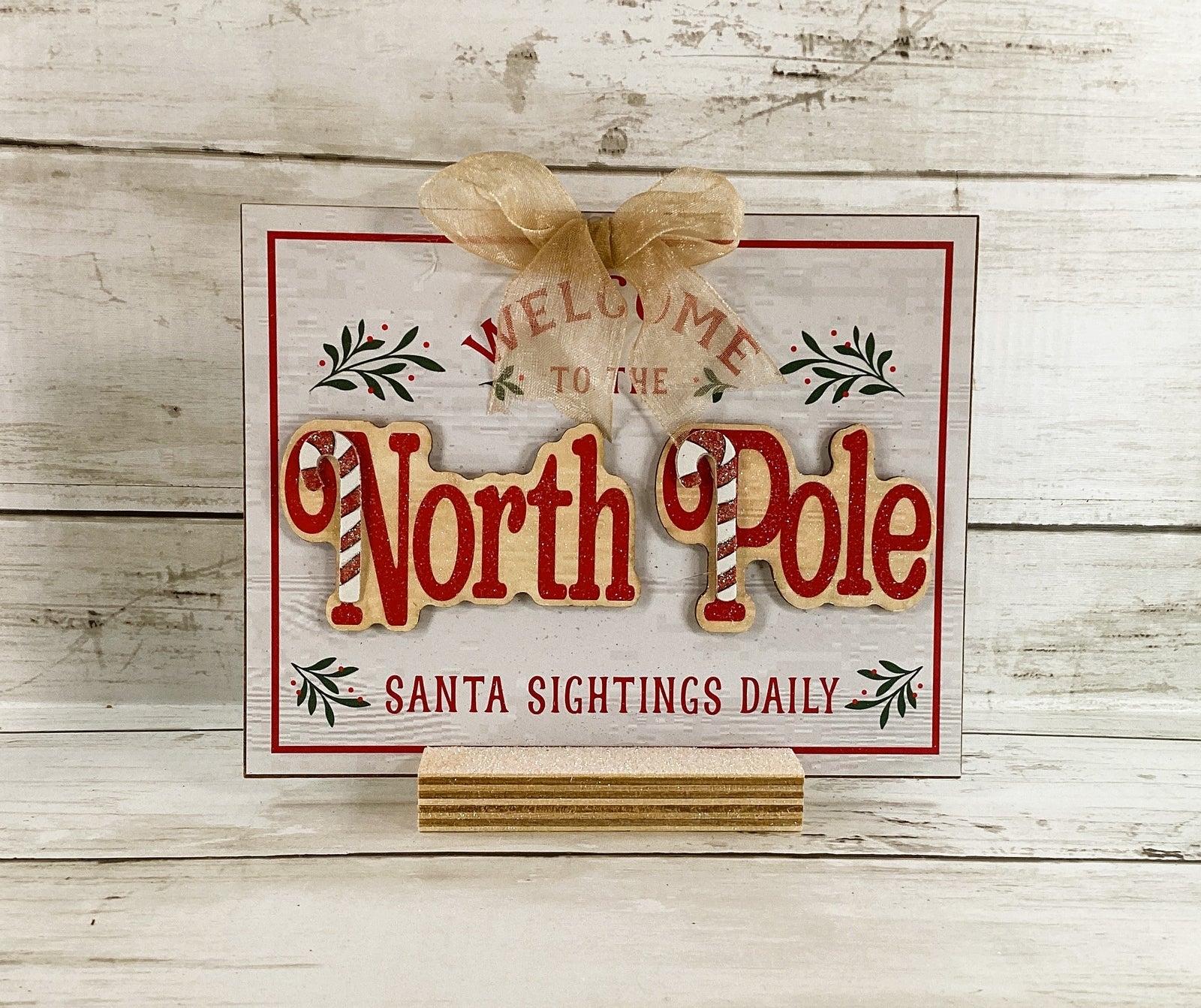 AGD Christmas Decor - Whimsy Reindeer Santa North Pole Tier Tray 2pc Set