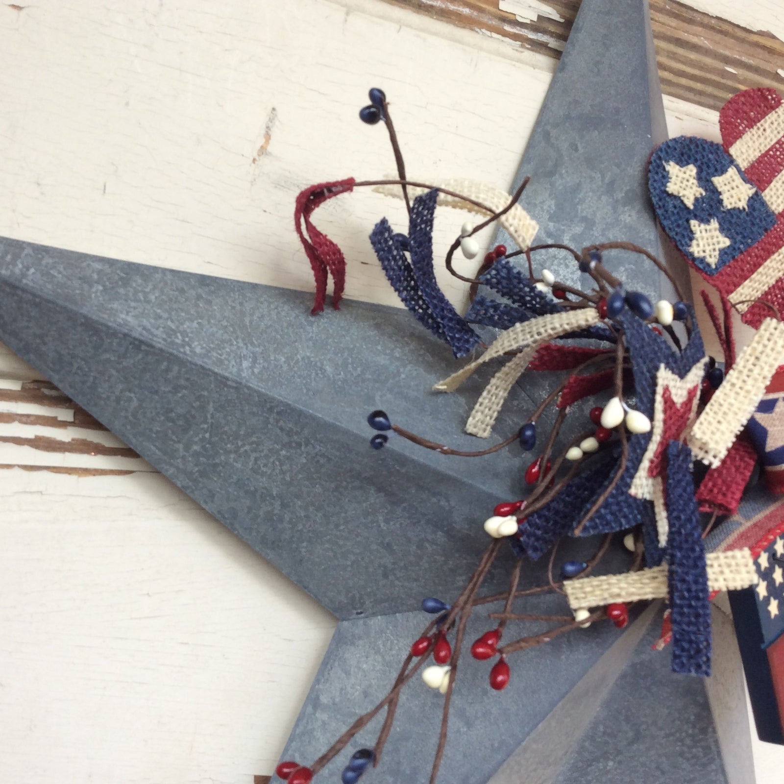 AGD Patriotic Decor - America the Beautiful Prim Galvanized 3-D Metal Star
