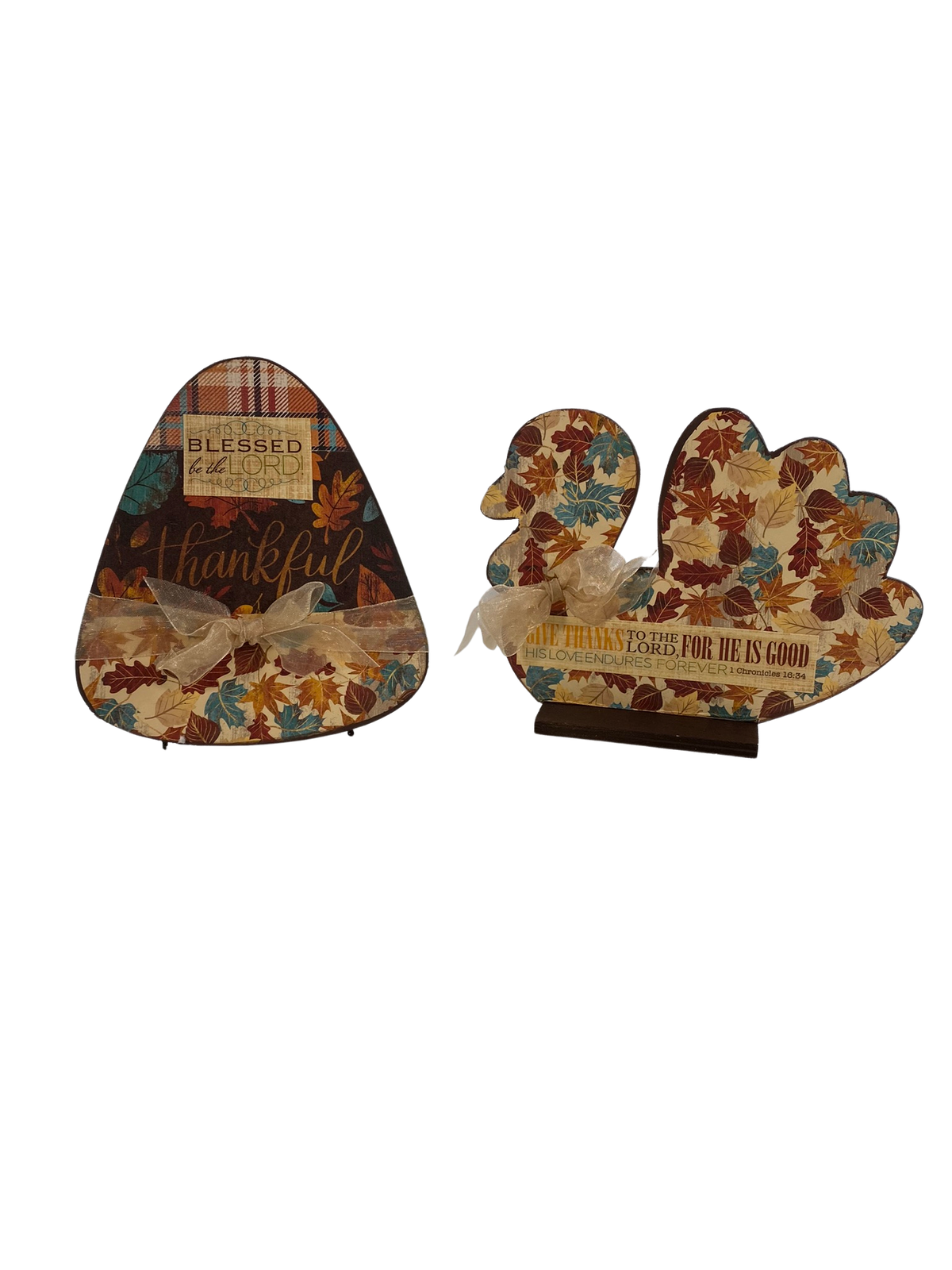 AGD Fall Decor - Bless The Good Lord Turkey Candy Corn 2pc Set