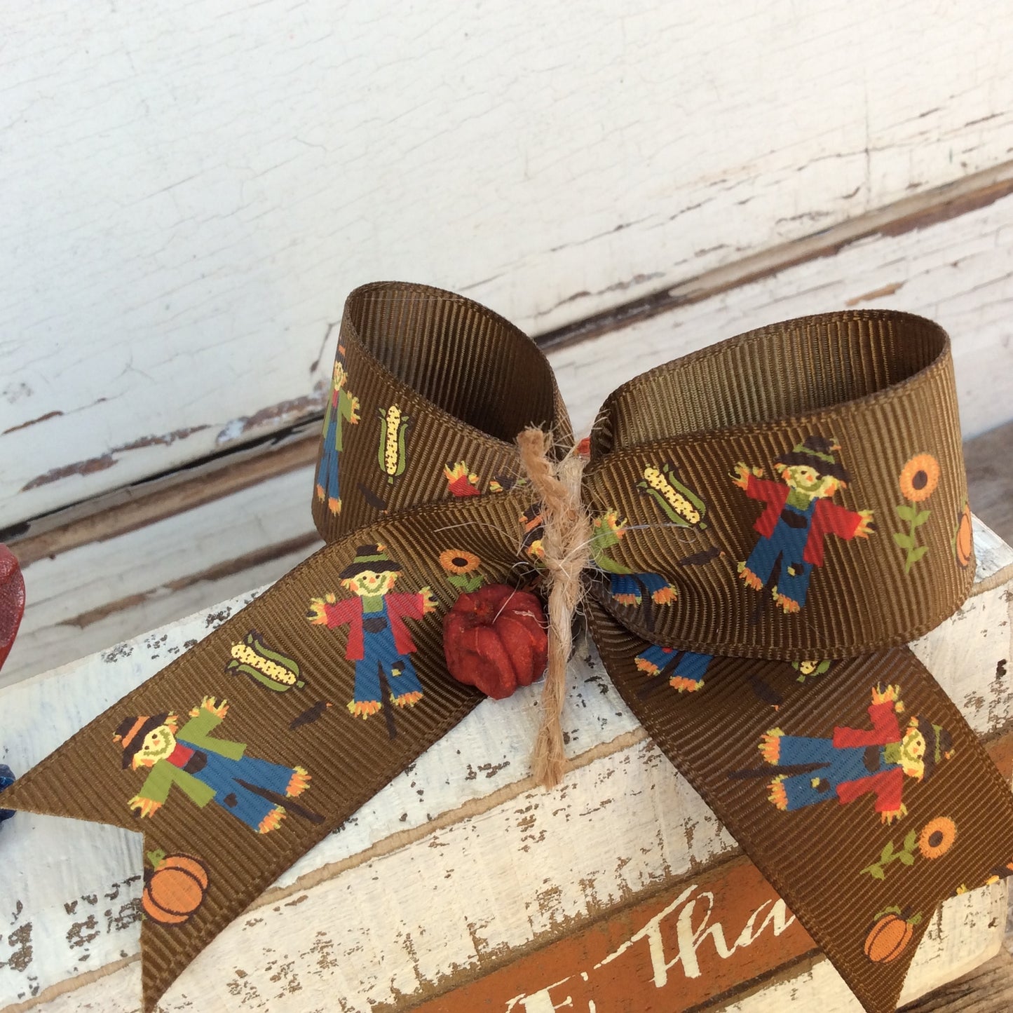 AGD Fall Decor - In All Things Give Thanks Scarecrow Box Sign