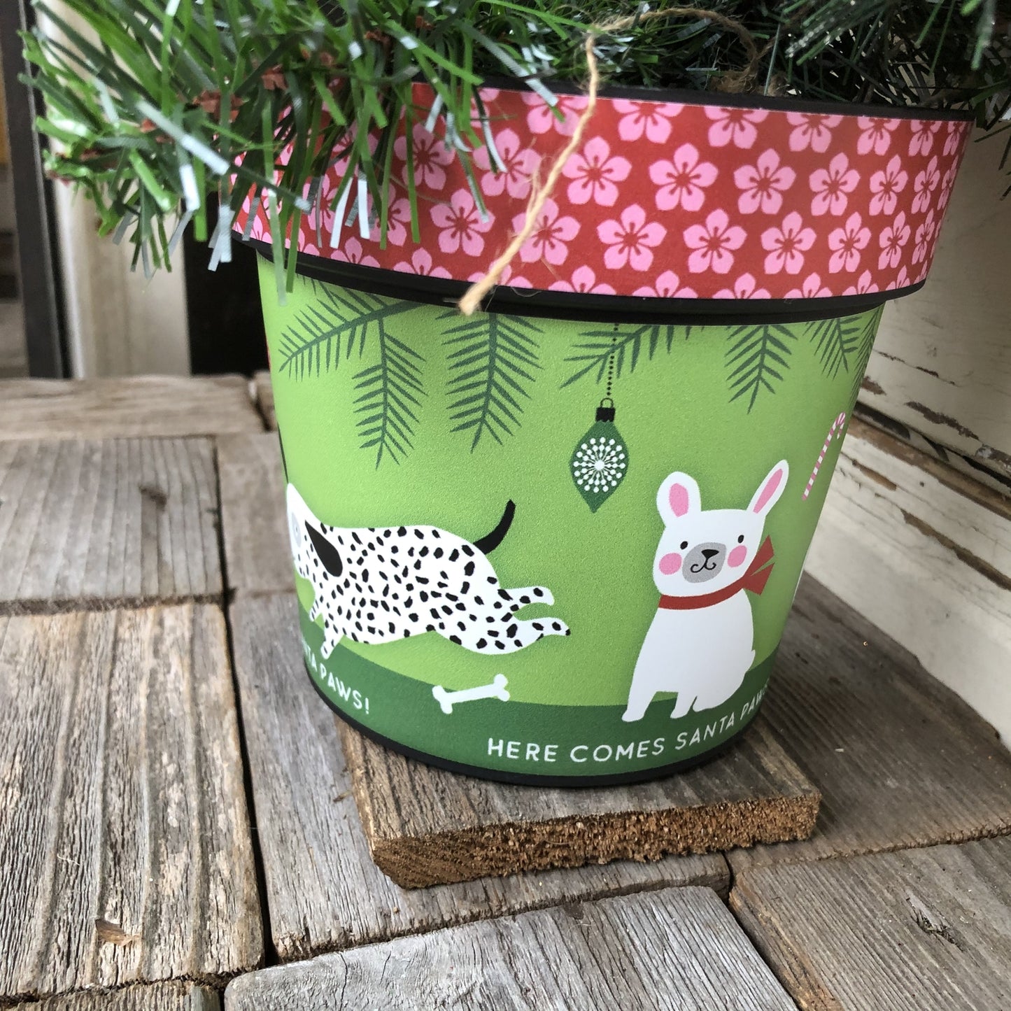 AGD Christmas Decor - Artificial Pine Tree in Puppy Dog Planter