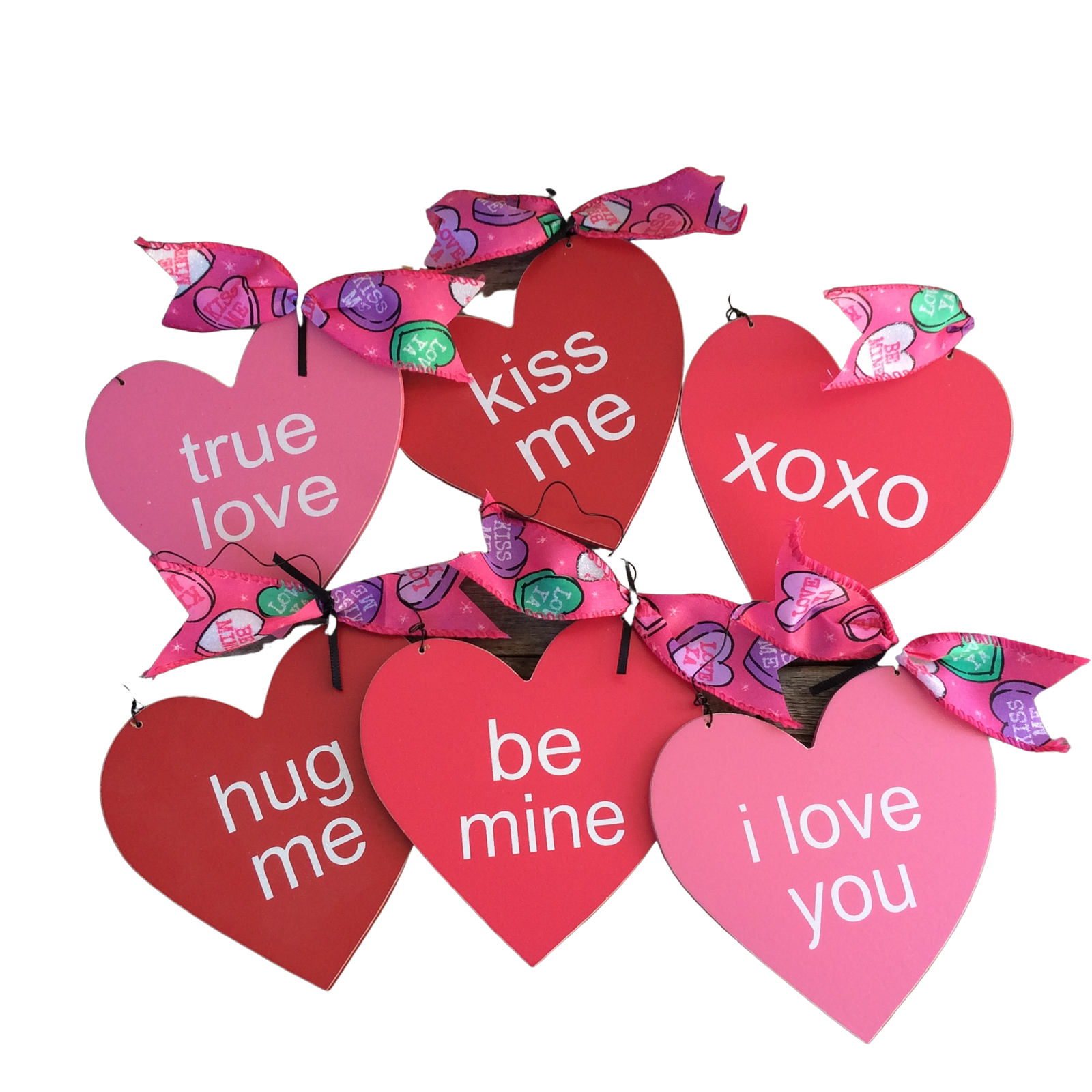 AGD Valentines Decor - Conversational Heart Ornaments 6pc Set