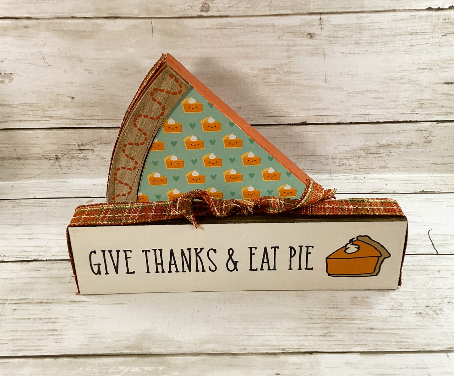 AGD Fall Decor - Wood Reversible Pumpkin Pie and Give Thanks Eat Sign 2pc