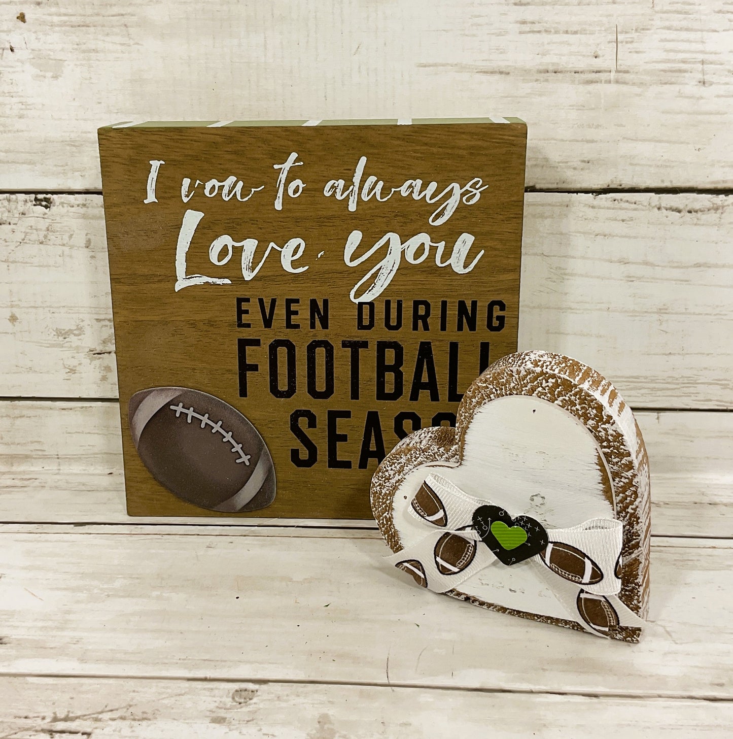 AGD Fall Decor - Wood Love Football Season Theme Decor 2pc