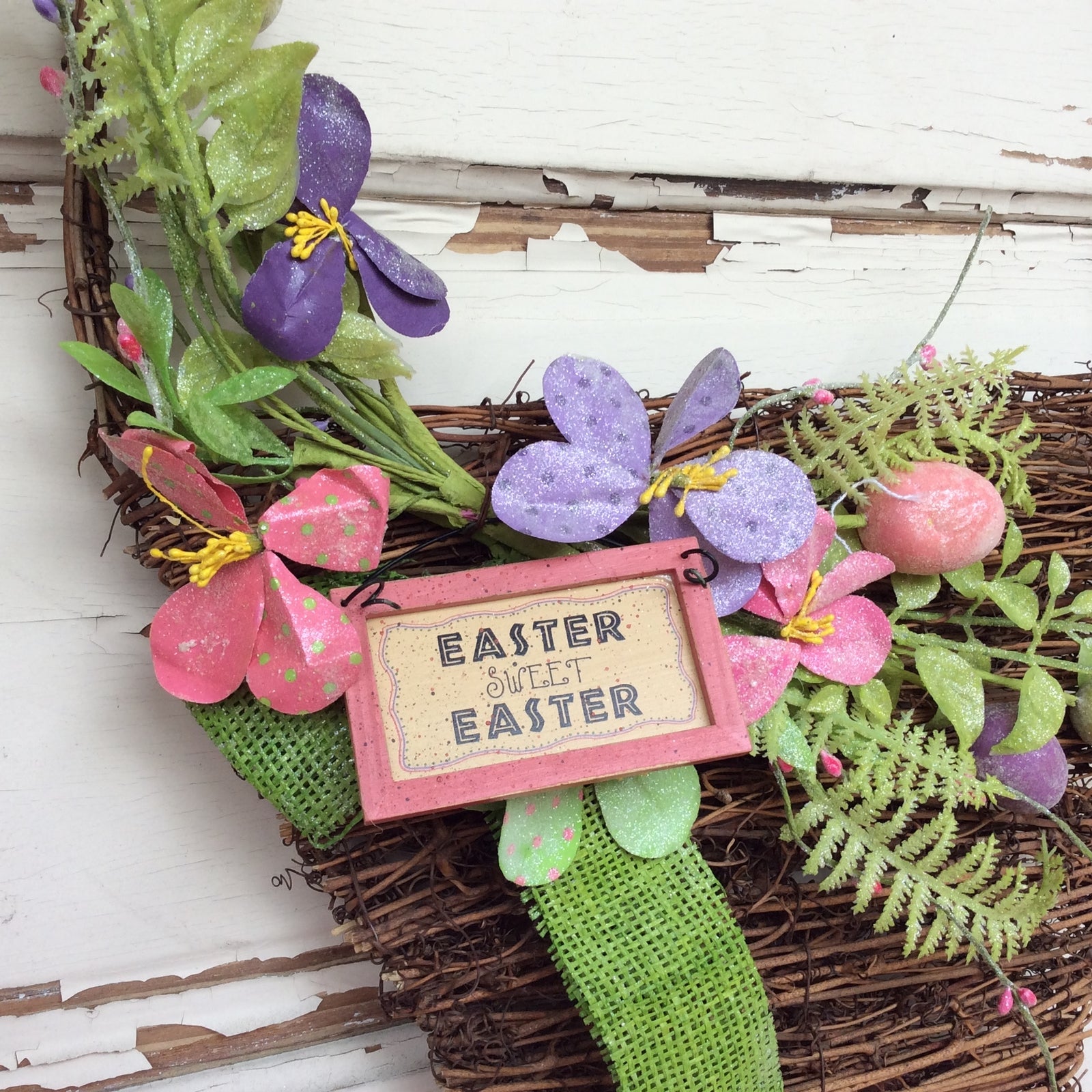 AGD Spring Easter Decor – Easter Sweet Easter Grapevine Basket Wreath
