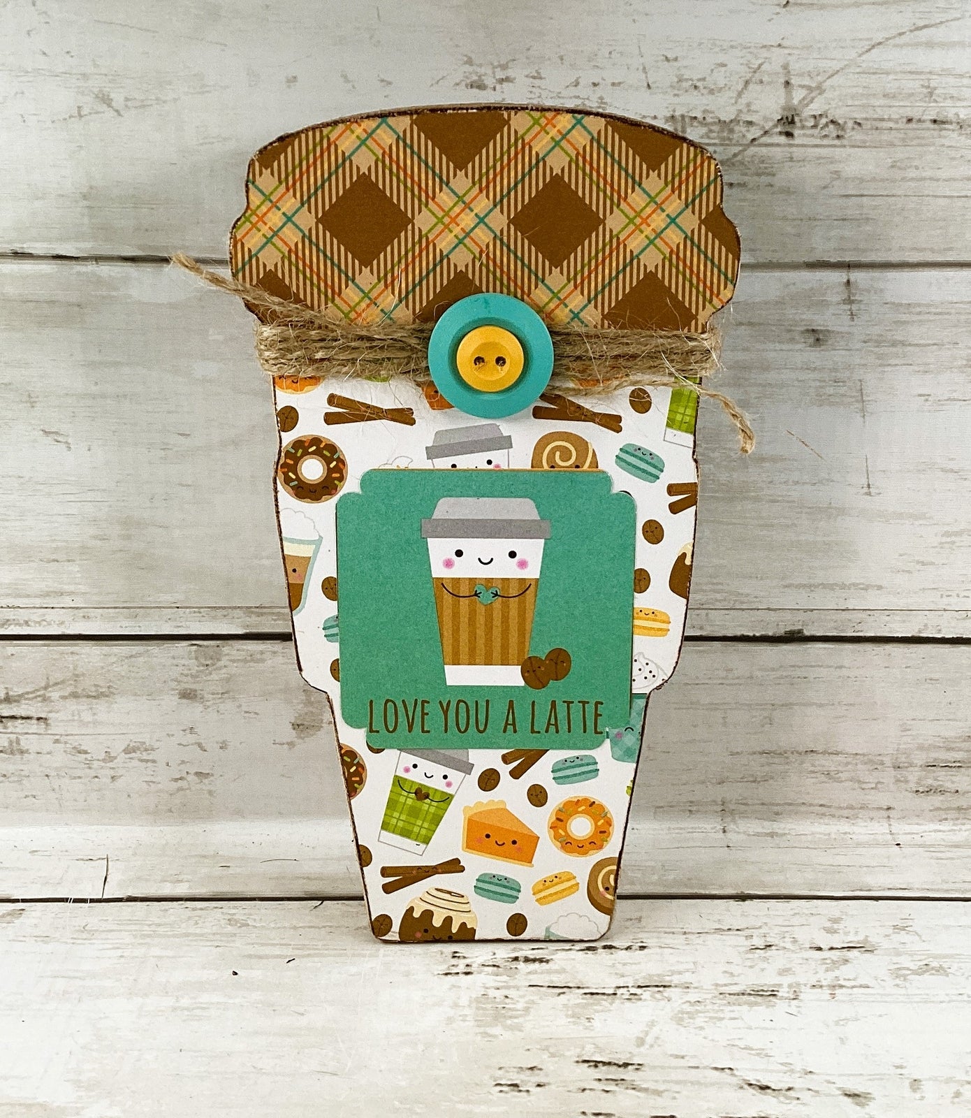 AGD Fall Decor - Fall Decor - Chunky Wood Pumpkin Spice Latte Coffee Cup