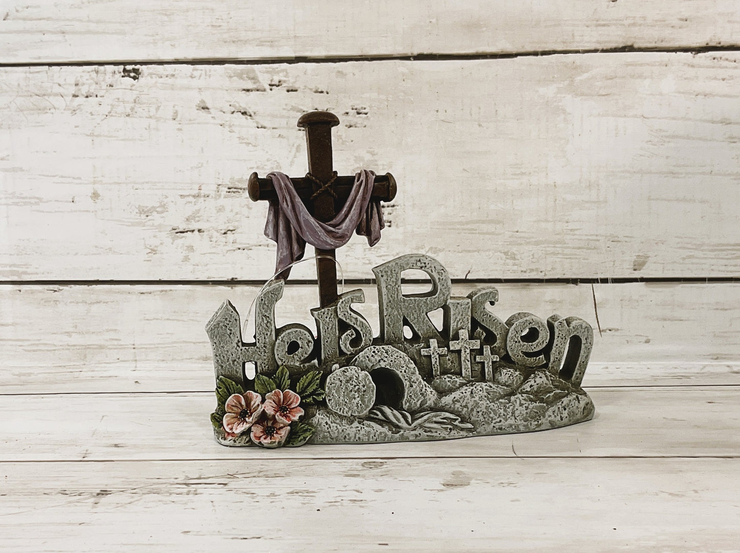 HL Easter Decor -  Watercolor Tomb Picture He Is Risen Figurine 2pc
