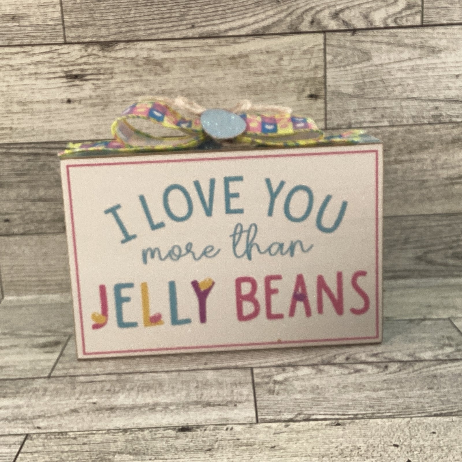 AGD Easter Decor - Clear Egg Shaker Love More Jelly Beans Sign 2pc