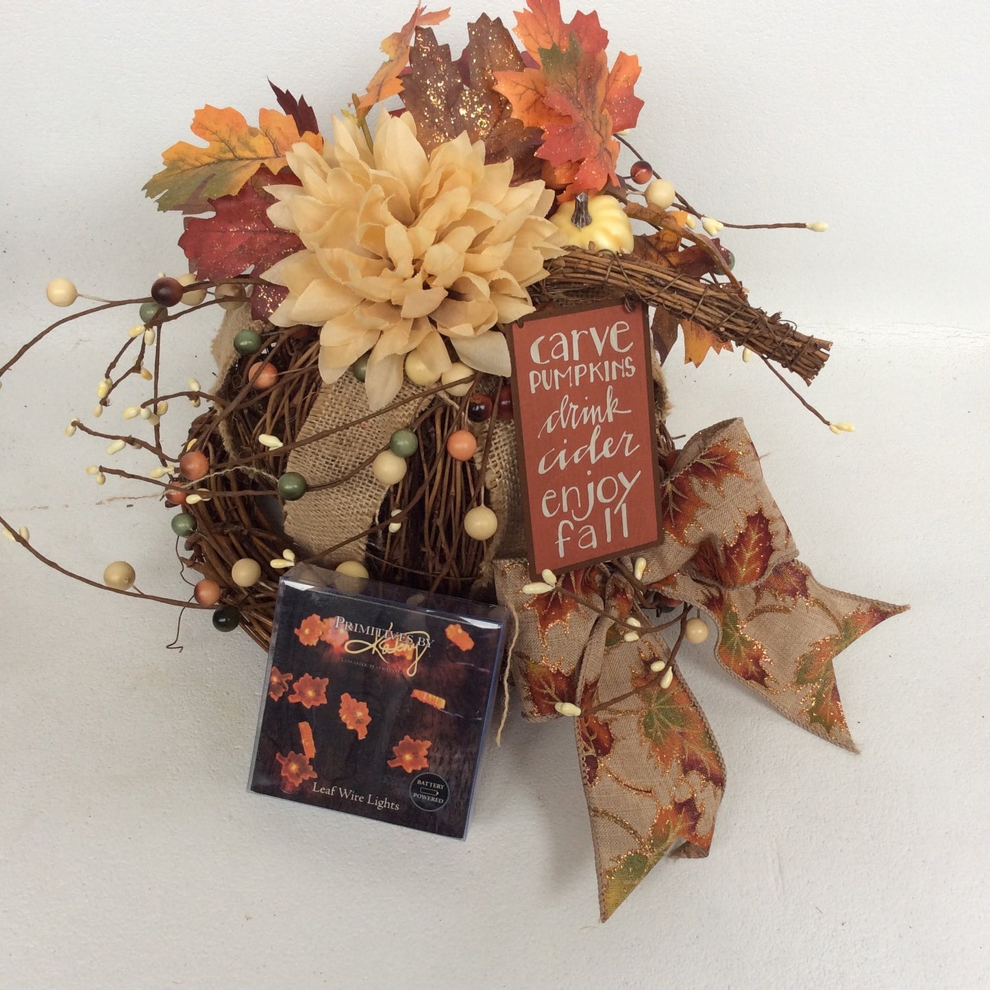 AGD Fall Decor-  Gather & Harvest Floral Grapevine Pumpkin Display