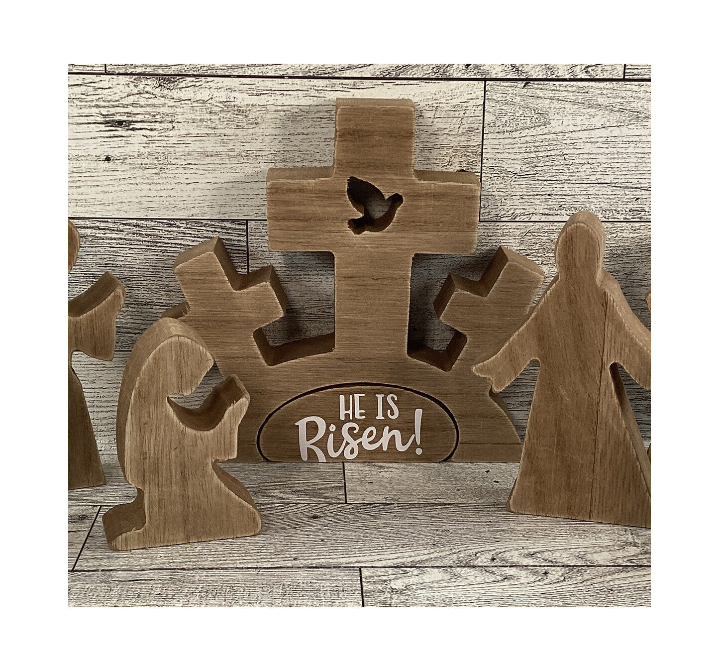 AGD Easter Decor - He Is Risen Wood Resurrection Tomb Scene 8pc Set