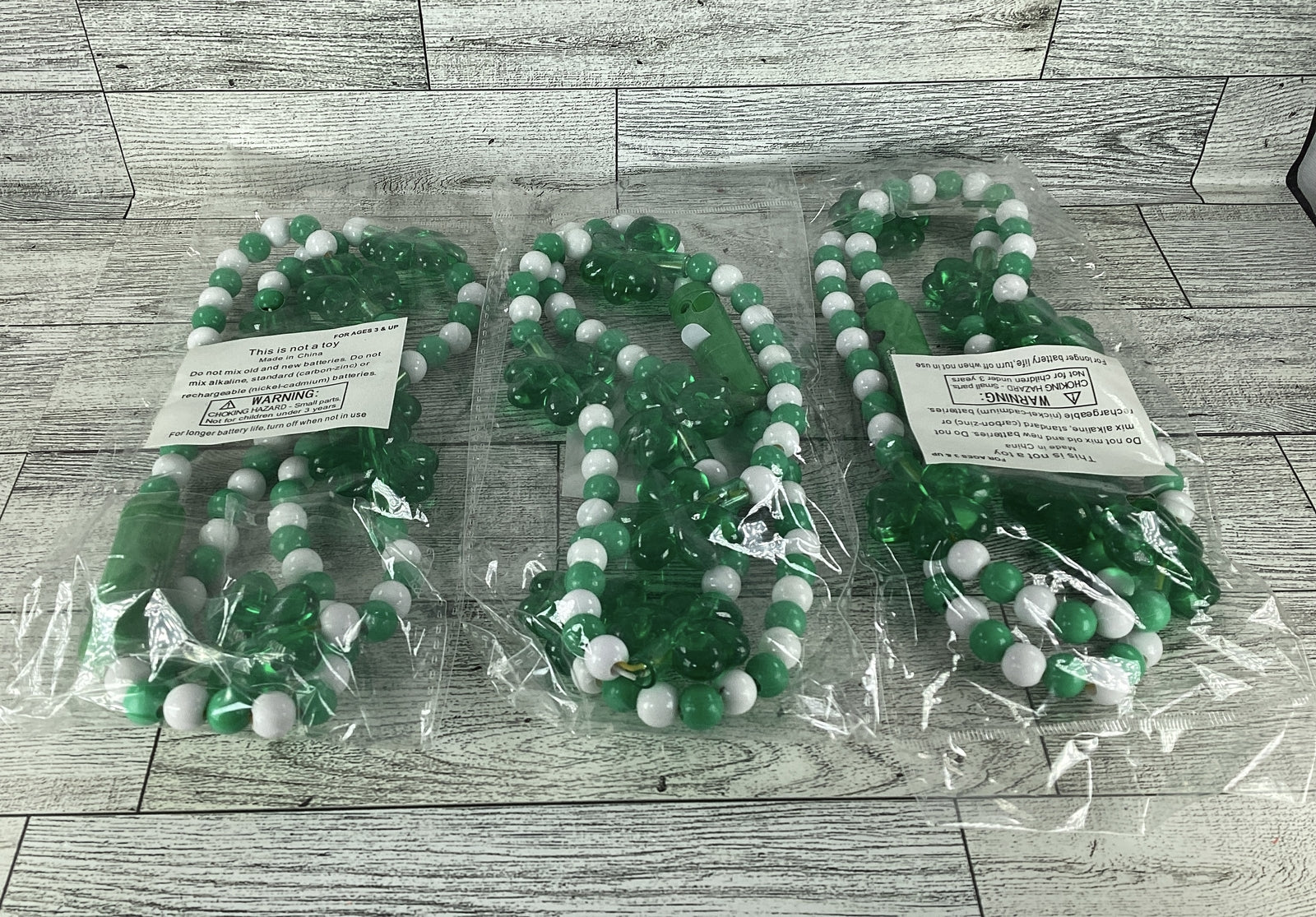 St Patricks Day Party Costume - Jumbo Flashing Lights Glasses Necklaces 10sets