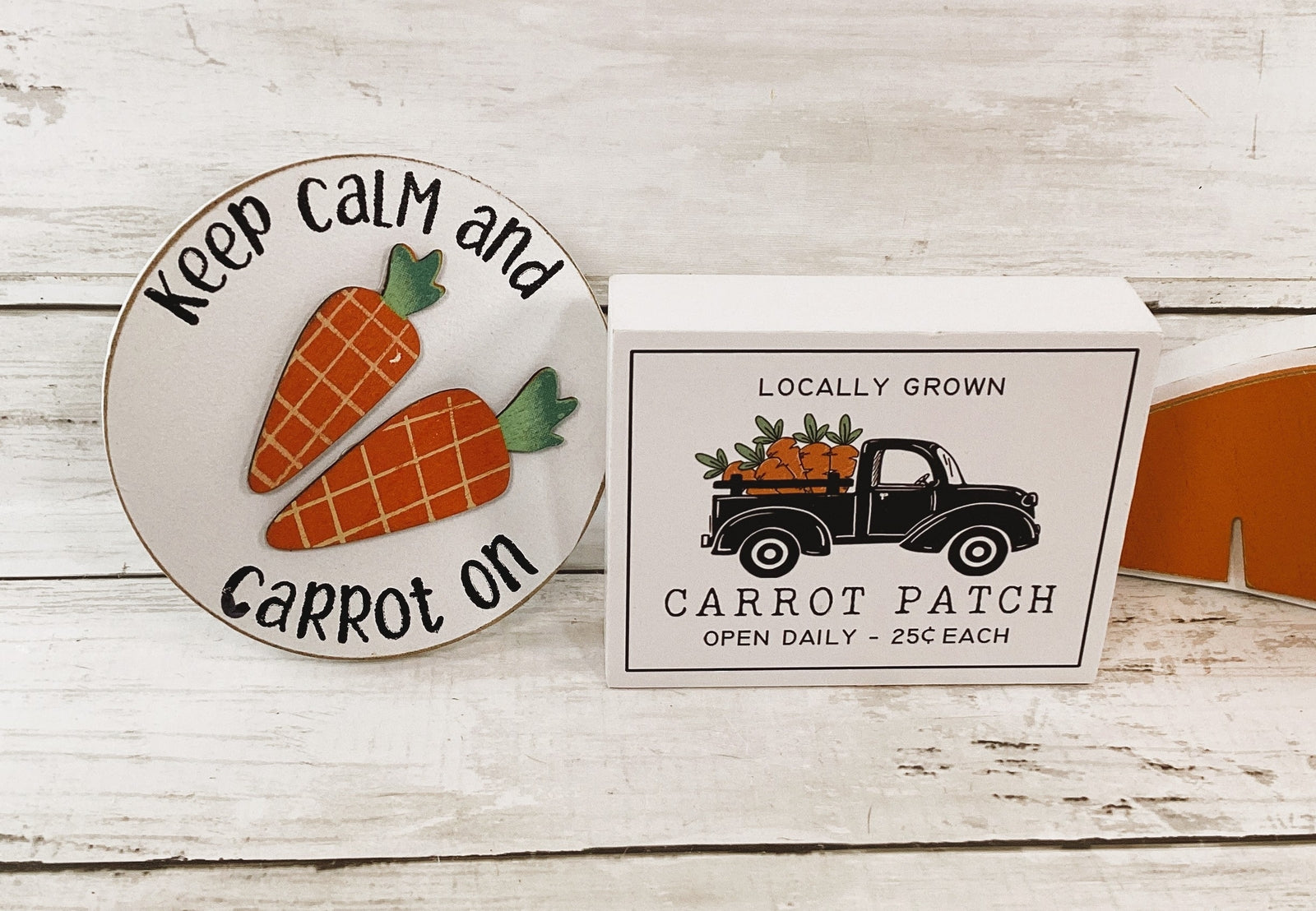 HL CWI Spring Decor - Keep Calm Carrot Patch Black Truck 3pc Set