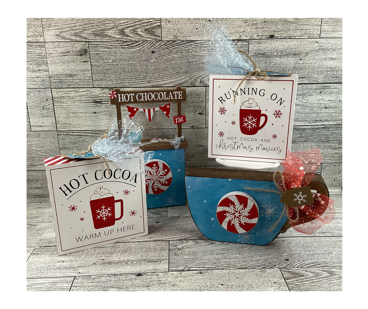 AGD Christmas Decor - Hot Chocolate Booth Tier Tray 4pc Set