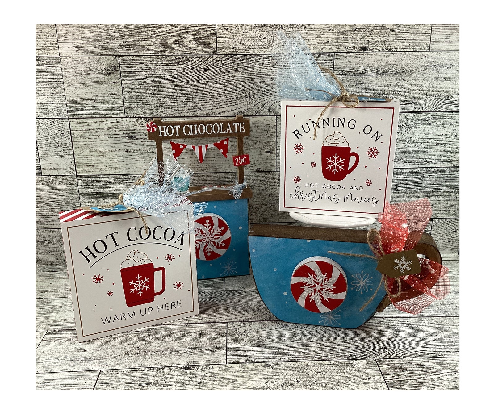 AGD Christmas Decor - Hot Chocolate Booth Tier Tray 4pc Set