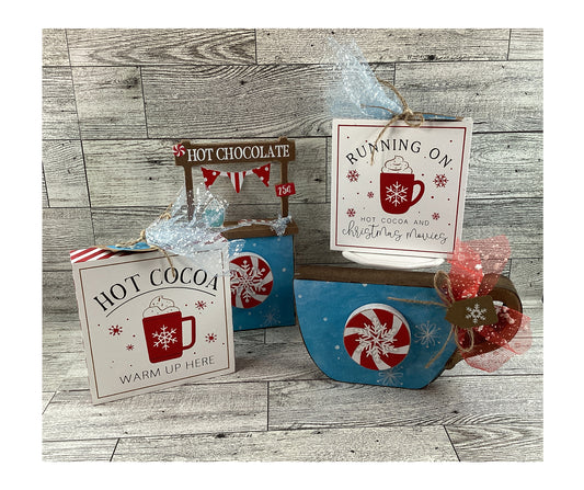 AGD Christmas Decor - Hot Chocolate Booth Tier Tray 4pc Set