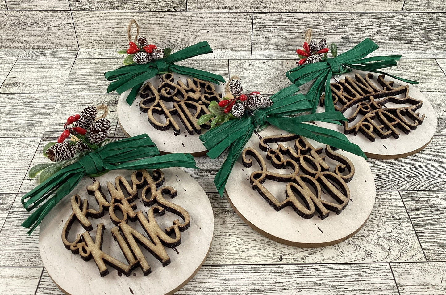 AGD Christmas Decor -  Names of God Advent Layered Wood Ornaments 12pc