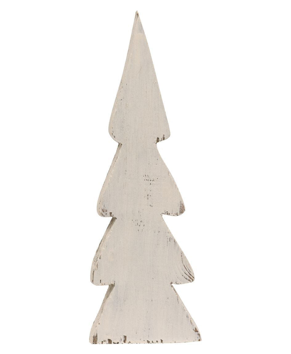 CWI Christmas Decor - Prim Chunky Wood Tabletop Trees 3pc Set