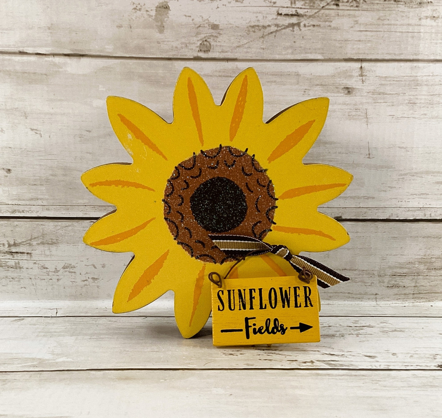 AGD Fall Decor - Chunky Wood Sunflower Field Sitter