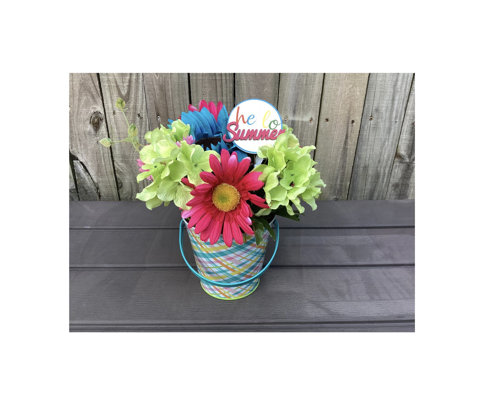 AGD Summer Decor - Hello Summer Galvanized Floral Display