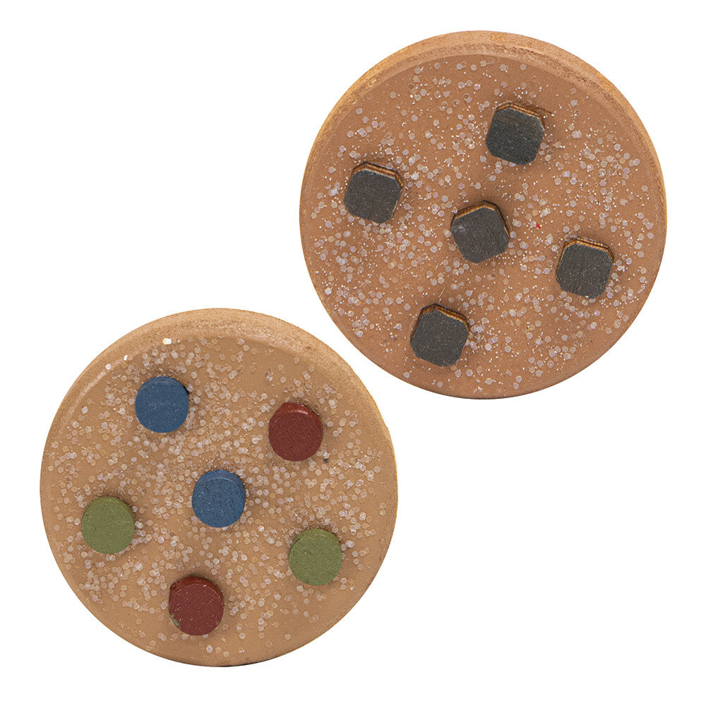 CWI Home Decor - Fake Faux Wood Chocolate Cookies 2pc Set
