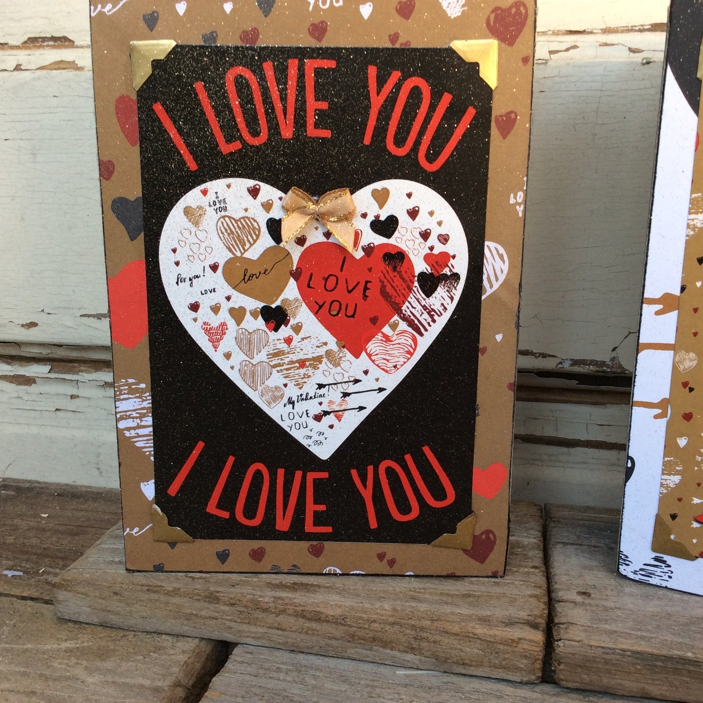 AGD Valentines Decor - I Love You Felt With The Heart Box Signs 2pc