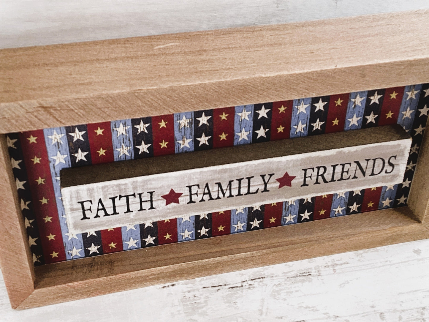 AGD Patriotic Decor - July 4th Faith Family Friends Inset Box Sign