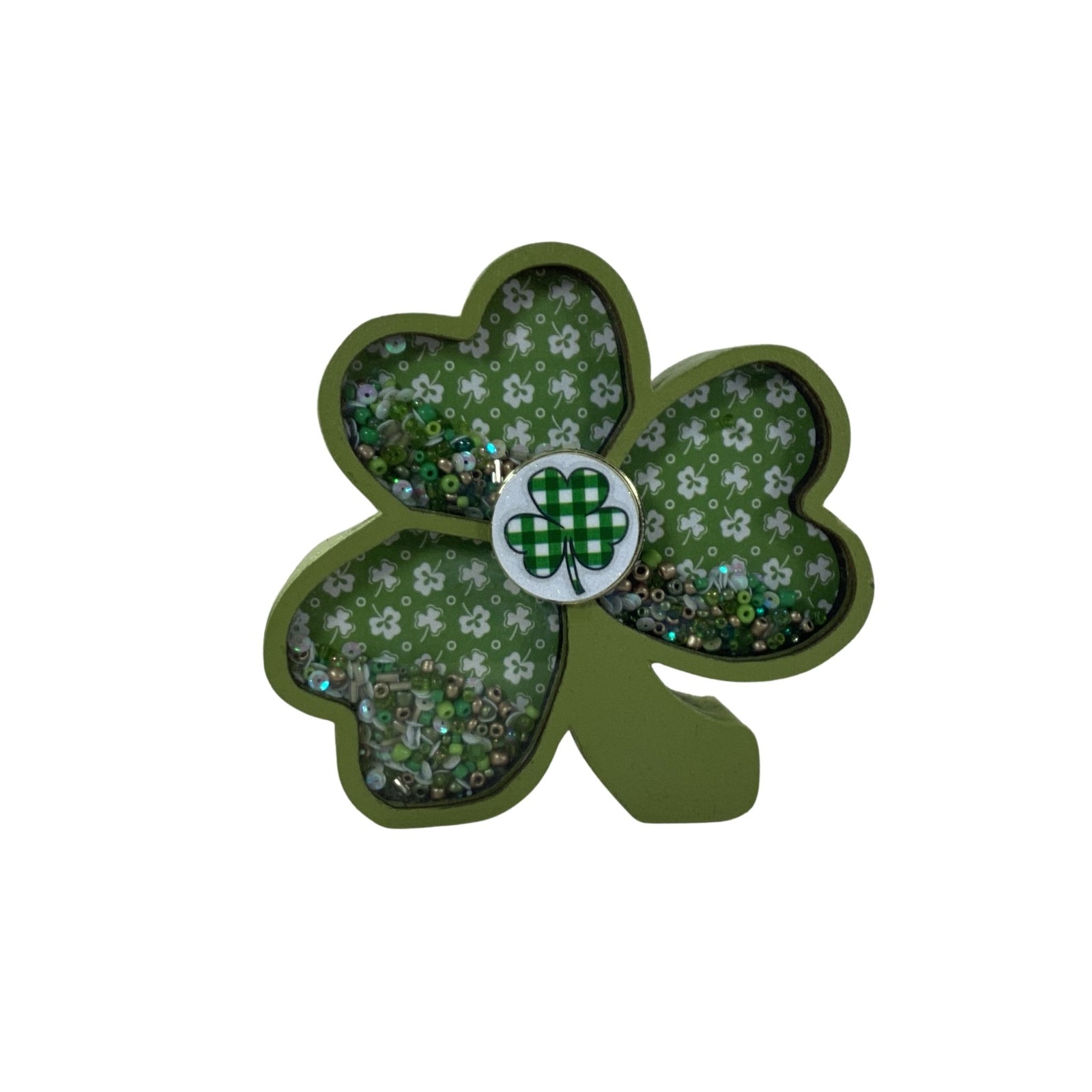 AGD St Patrick Decor -  Shamrock Chunky Wood Shaker Sitter