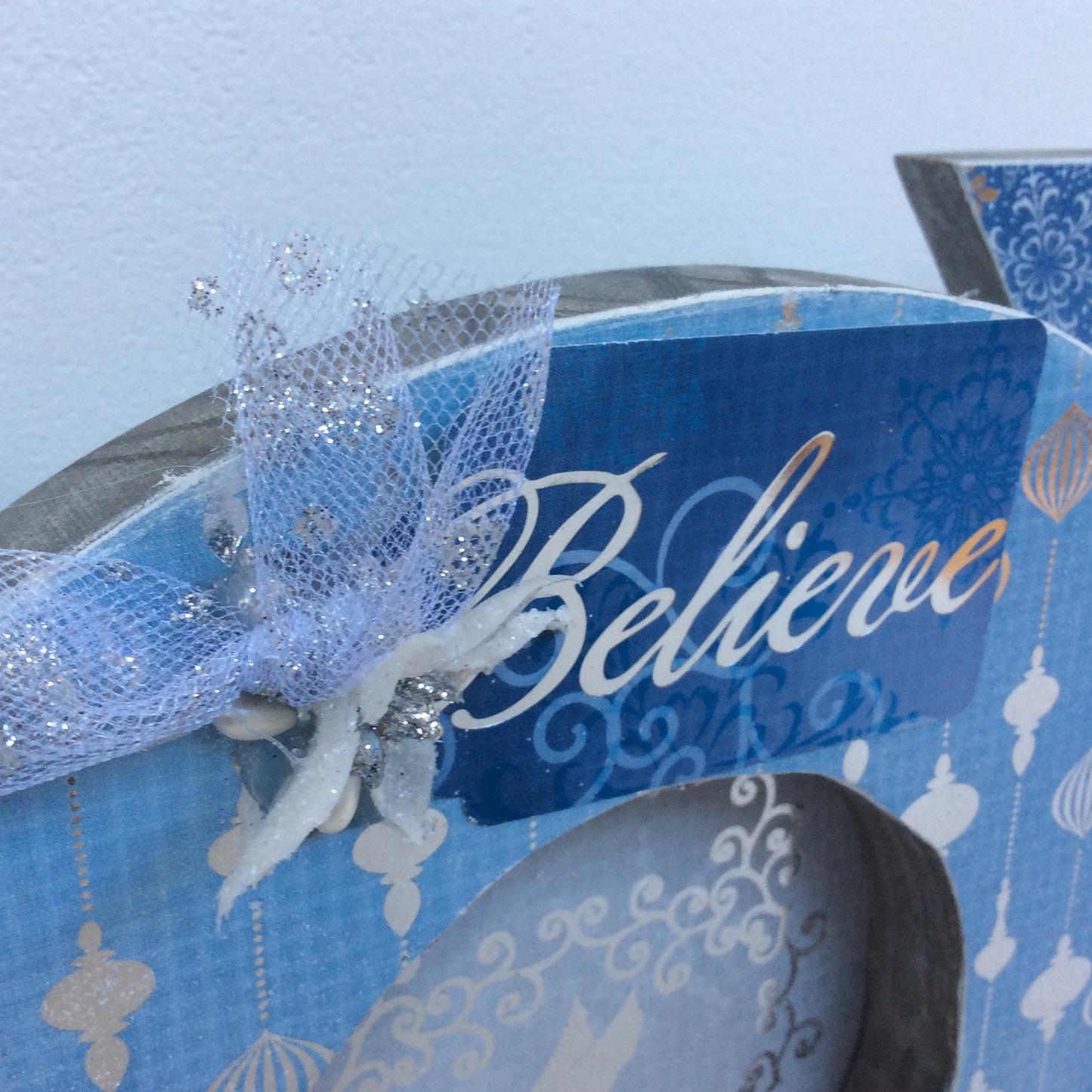 AGD Christmas Decor - Silver Blue Believe Angel Joy Tabletop Sign