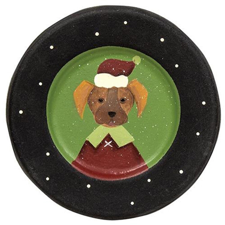 CWI Christmas Decor - Prim Dogs in Santa Hats Winter Wear 4pc Set