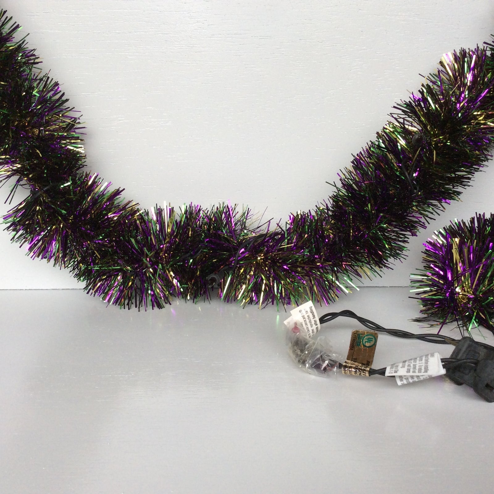 AGD Halloween  Decor - Multi-Color Tinsel with Purple Lighted Garland 10ft