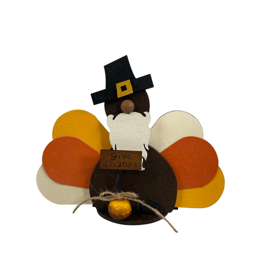 AGD Fall Decor - Give Thanks Turkey Gnome Sitter