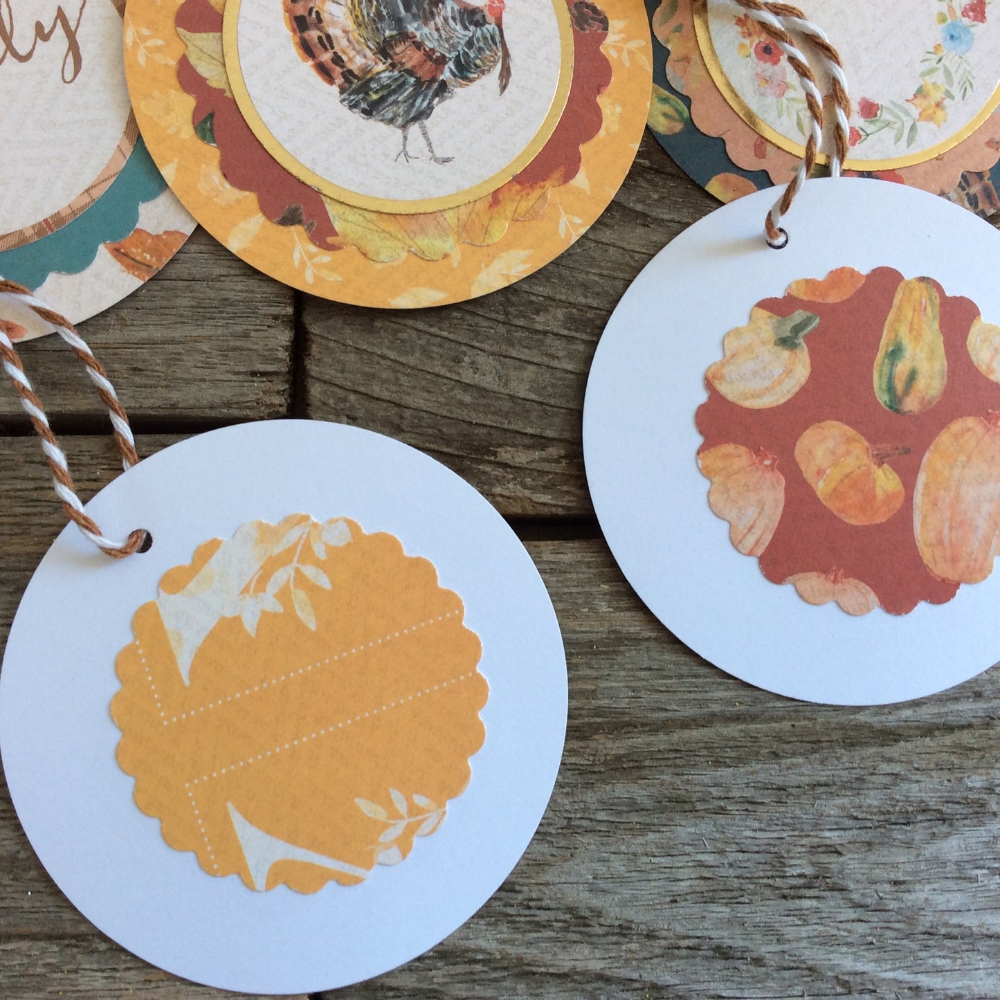 AGD  Fall Decor - Prim Harvest Paper Disc Ornaments 16pc