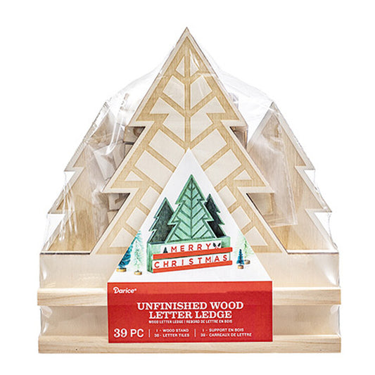 Darice Christmas Craft Decor - Unfinished Wood Message Tiles Trees