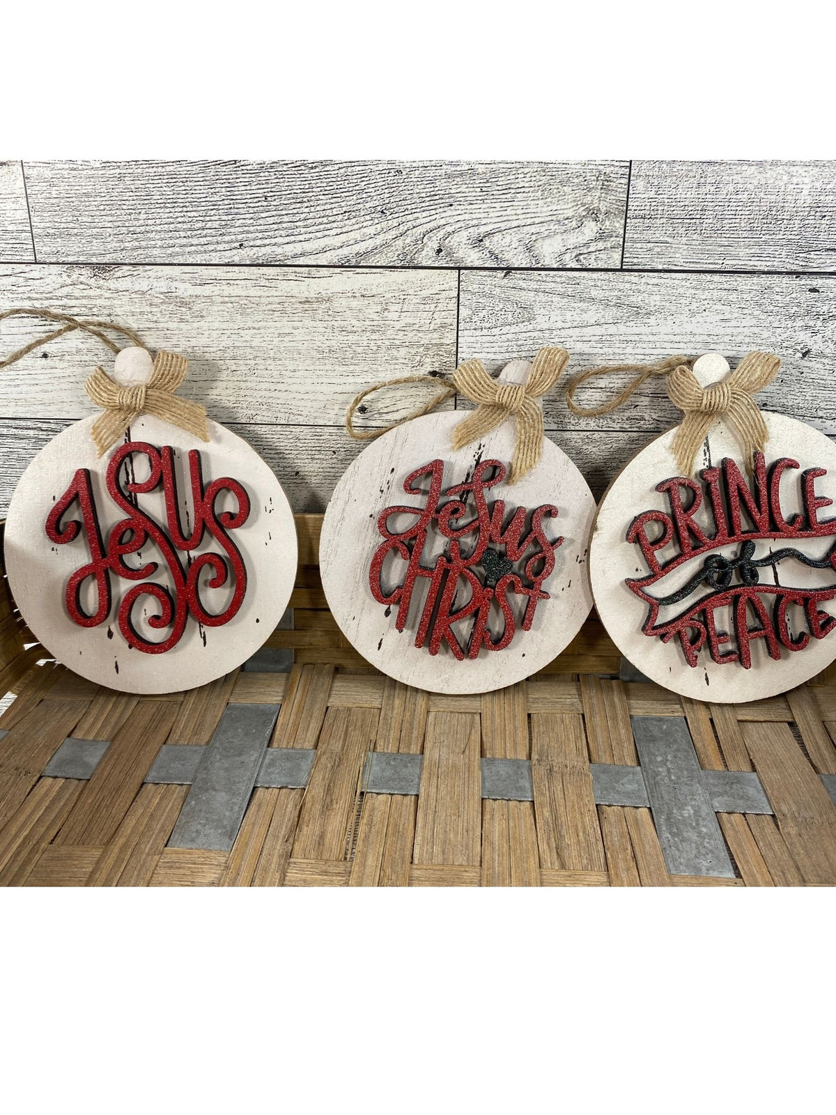 AGD Christmas Decor -  Names of God Advent Layered Wood Ornaments 12pc