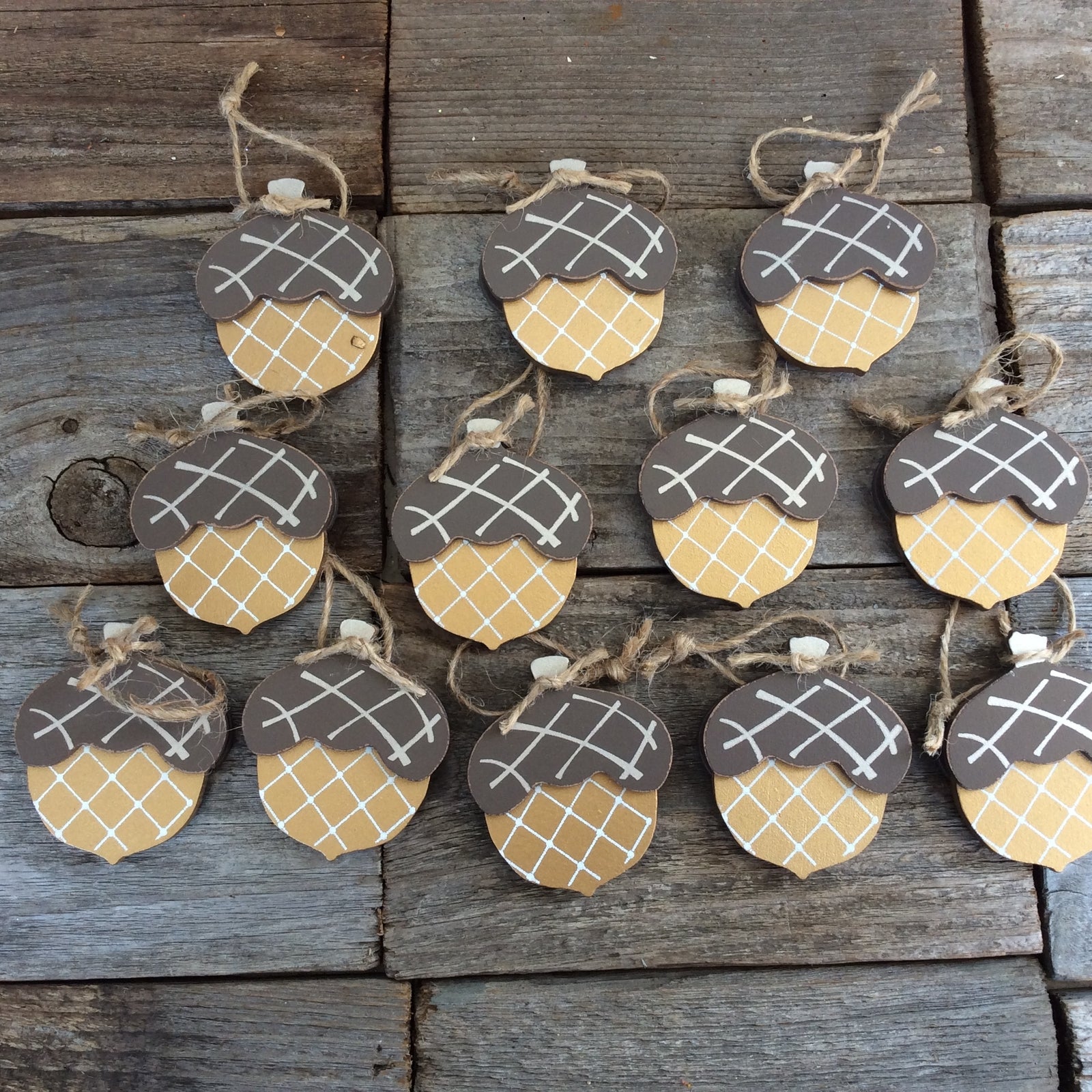 AGD Fall Decor - Wood Acorn Ornaments 12pc