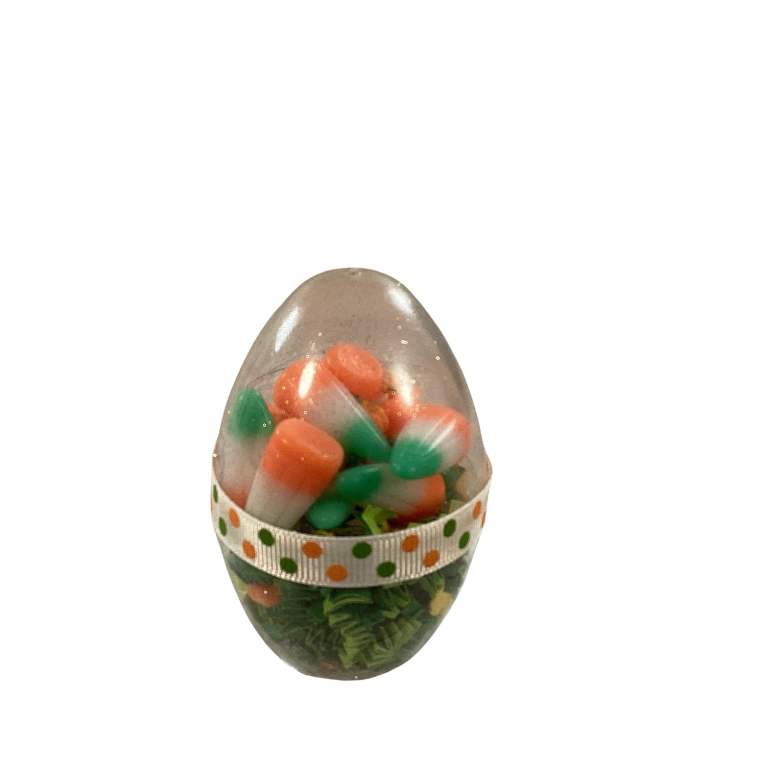 AGD Easter Decor - Clear Egg Filled Fake Candy Corn Carrot Cake Shaker Sitter