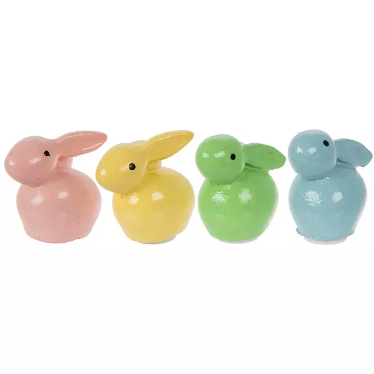 HL Easter Craft Supply - Mini Resin 3-D Pastel Bunny Rabbit Stickers 12pc