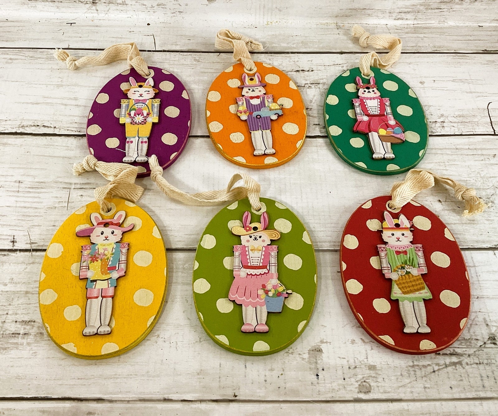 AGD Easter Decor - Pastel Bunny Nutcracker Ornaments 6pc Set