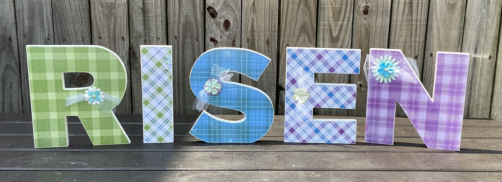 AGD Easter Decor - Chunky Wood RISEN Letter Word Tabletop Display