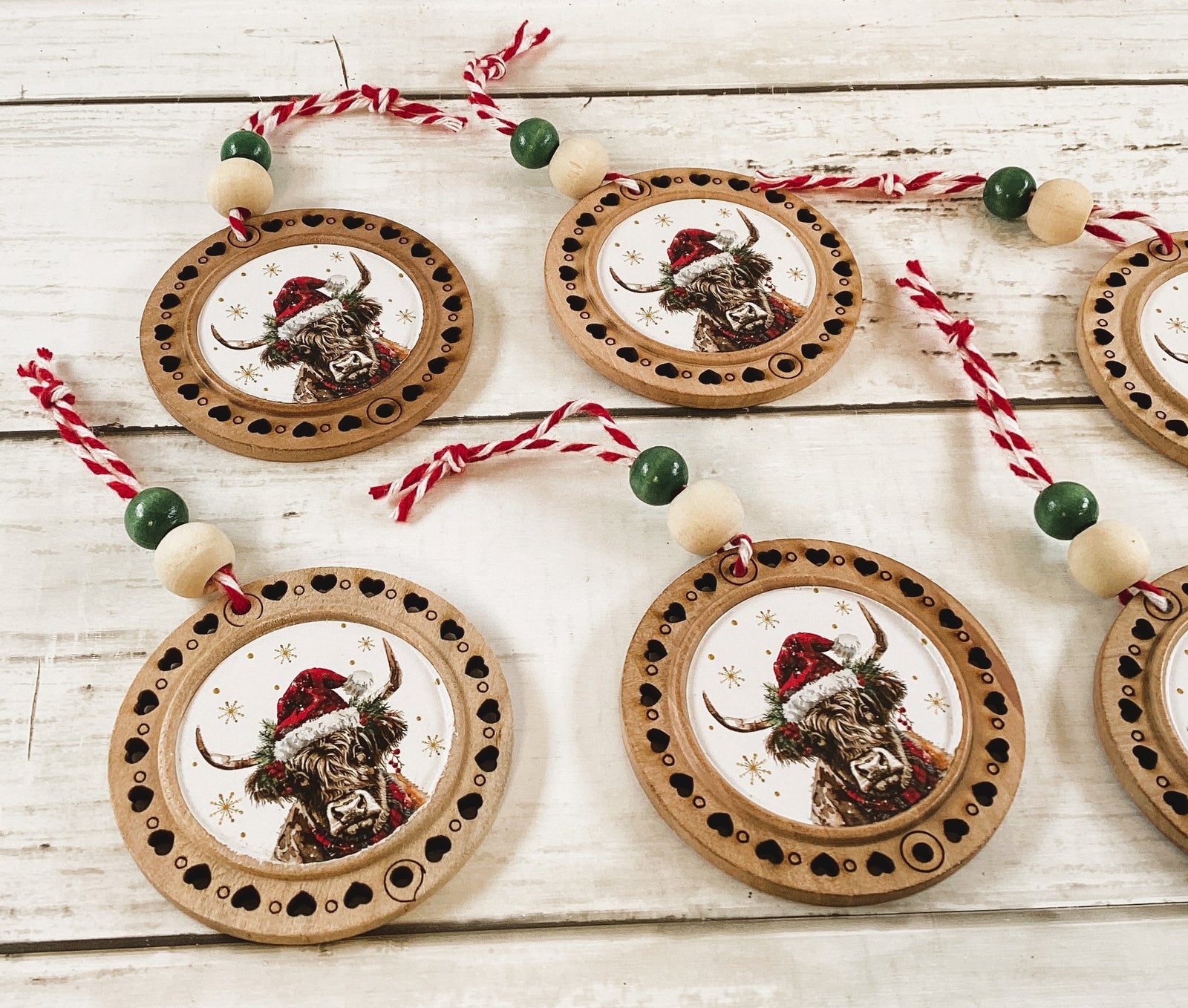 AGD Christmas Decor - Highland Scottish Cute Cow Ornaments 6pc Set