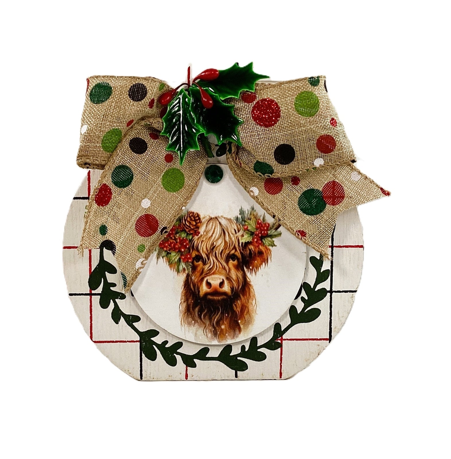 AGD Christmas Decor - Highland Cow Wood Chunky Wood Bulb Sitter 3pc