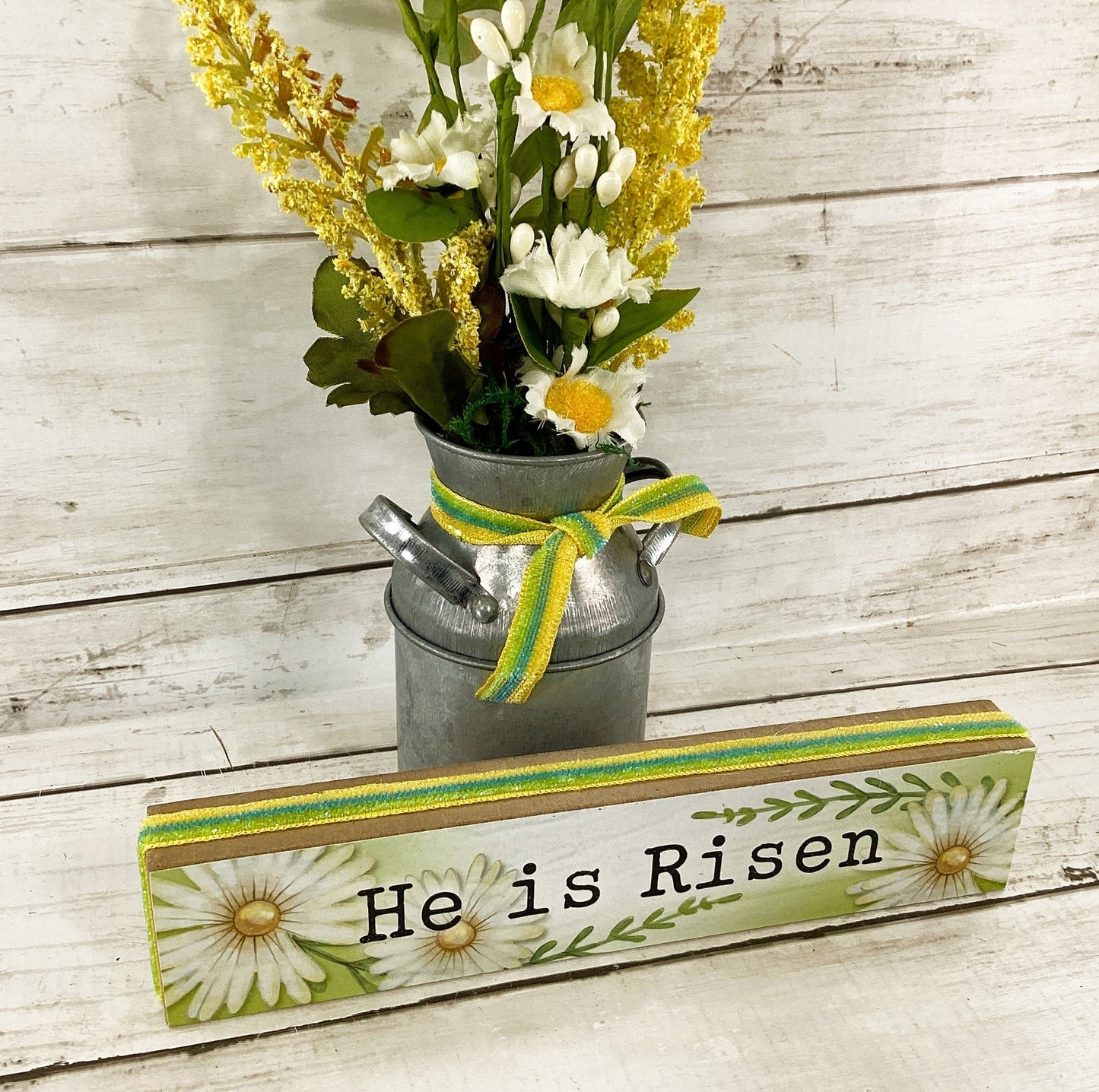 AGD Easter Spring Decor - He Is Risen Daisy Flowers SMALL Floral Display