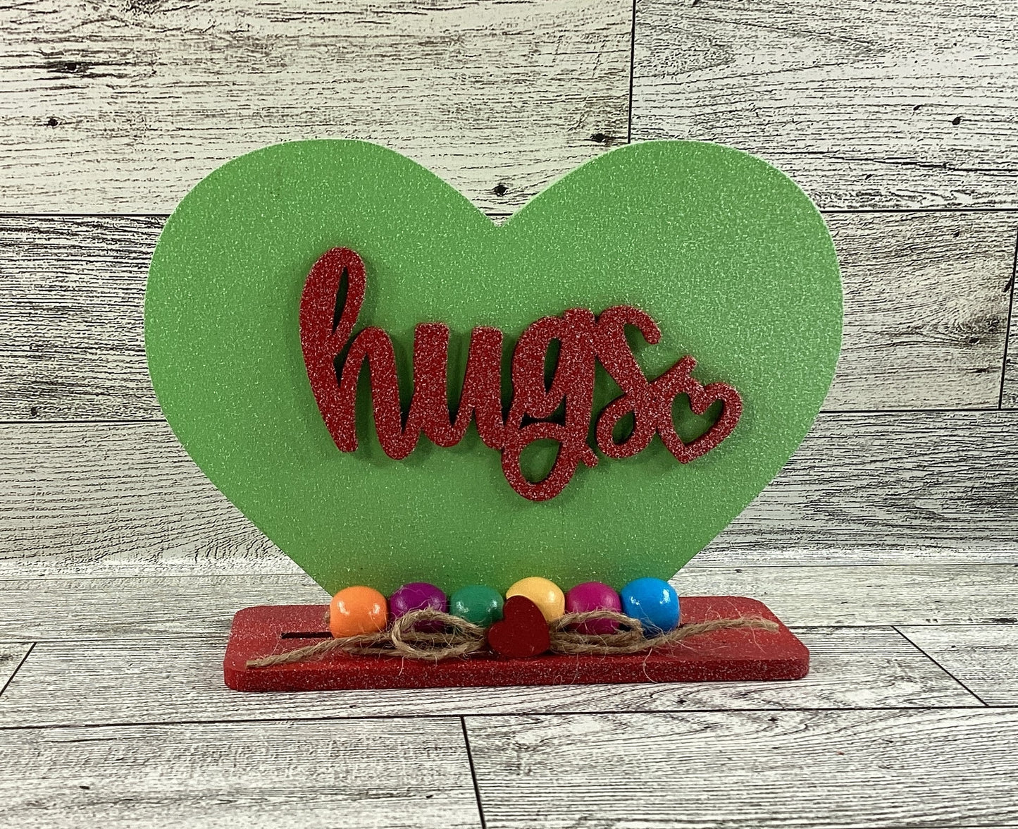 AGD Valentines Decor - Conversational Hearts Painted Layer Wood Sitters 6pc Set